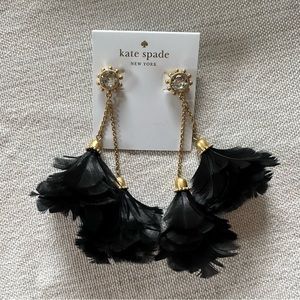 kate spade in full feather tassel earrings
